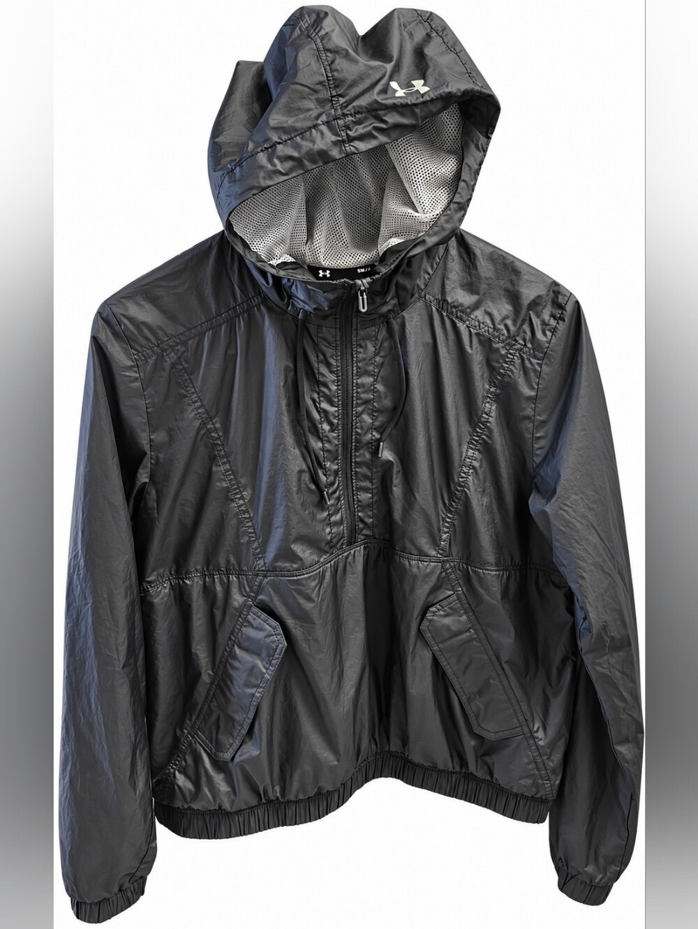 Ladies Under Armour Black Wind Breaker Rain Jacket Pull Over Size Small/P